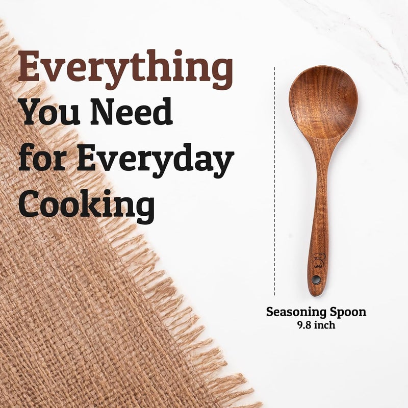 Priority Chef PriorityChef Wooden Spoon for Cooking – Handcrafted Teak Wood Serving Spoon, Non Toxic, Nonstick-Safe Kitchen Utensil for Stirring, Mixing & Everyday Serving - Image 4